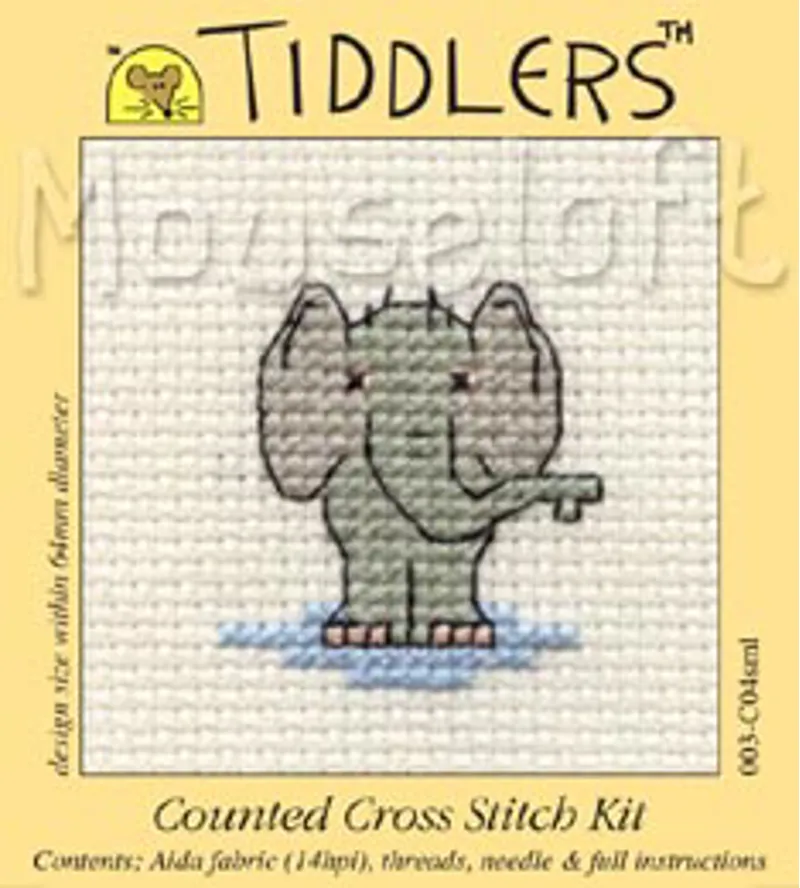 Tiddlers Mini Cross Stitch Kit - Elephant